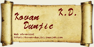 Kovan Dunjić vizit kartica